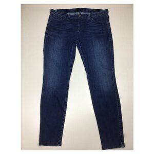GUESS Medium/Dark Wash 5 Pocket Logo Hardware Power Skinny Jeans